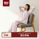 無印良品（MUJI）[自營限定款]無側縫 雙層紗織睡衣 淺粉紅色格紋  L 