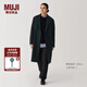 無印良品（MUJI）男式羊毛混切斯特大衣男士毛呢大衣男款冬季呢子外套男裝AD0W7A4A 黑色 M (170/92A)