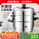愛仕達(dá)蒸鍋304不銹鋼加高不串味三層大容量加厚家用電磁爐煤氣灶通用 304不銹鋼三層蒸鍋 28cm