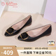 金利來(lái)（goldlion）女鞋淺口一腳蹬尖頭平底鞋通勤工作單鞋女-66111005301P-黑色-38