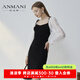 恩曼琳（ANMANI）ANMANI恩曼琳23春秋新款蕾絲蝴蝶結(jié)方領(lǐng)針織修身連衣裙EANCCK01 黑色-預(yù)售7天 S-預(yù)售7天