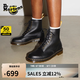 馬?。―R.MARTENS）Vegan 1460英倫男女夏季舒適人造皮革黑色女馬丁靴 黑色 38