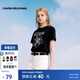 美特斯邦威（Meters Bonwe）T恤女士2025秋季新款正肩顯瘦刺繡花朵親膚短袖體恤女 影黑 M 160 84A
