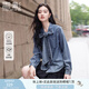 香影復(fù)古蝴蝶結(jié)牛仔襯衫女2025春季新款正肩立領(lǐng)襯衣港風(fēng)藍(lán)色上衣 牛仔藍(lán) M