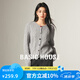 Basic House/百家好愛心紐扣絞花上衣2025秋冬新款綿羊毛圓領(lǐng)毛衣 灰色 M 85-115斤