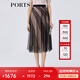 PORTS寶姿春夏新款女裝時(shí)尚印花半身裙百褶裙LM8S065KCP002 黑色 M (6)