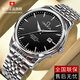 瑞士歐米茄新款手表男士全自動(dòng)超薄機械男表防水夜光專(zhuān)用男表 本色黑面-終身質(zhì)保-送原裝皮帶