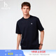 哈吉斯（HAZZYS）男女裝 2025夏季新款【PHIZ系列】情侶款復(fù)古繡花寬松圓領(lǐng)T恤 深藏青色DN -男 XL （180/100A 50） （尺碼偏大）男