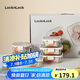 樂扣樂扣（LOCK&LOCK）玻璃飯盒保鮮密封冰箱便當(dāng)飯盒收納盒6件套（不銹鋼蓋）