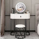 圣洛伊全實(shí)木巖板臥室梳妝臺現代簡(jiǎn)約輕奢網(wǎng)紅ins風(fēng)梳妝桌小戶(hù)型 黑白60巖板桌+智能鏡+鳥(niǎo)巢凳 整裝