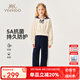 英氏（YEEHOO）兒童套裝女童上下裝秋季時尚淑女學(xué)院風(fēng)衣服秋裝新款洋氣中大童裝 法式學(xué)院花邊 米白+深藍(lán) 140