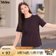MsShe大碼女裝2025夏裝【天絲棉】高端顯瘦短袖正肩T恤女微胖妹妹 西梅紫色現(xiàn)貨 3XL