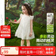 ASK JUNIOR兒童小飛袖連衣裙2025夏季小童網紗裙女童花苞裙公主裙 白色 