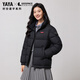 鴨鴨（YAYA）時空道宇系列羽絨服女短款2025秋冬新款立領撞色情侶男面包服外套 黑色 L （建議130-150斤）