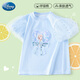 迪士尼兒童短袖T恤夏季泡泡袖衣服女童2025夏裝女孩PBZPL1022 藍  140