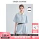 VEGA CHANG黑色連體短褲女夏2025年新款高級(jí)感娃娃領(lǐng)小個(gè)子連體衣 藍(lán)色 M