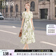 絲柏舍短袖連衣裙2025夏裝新款女裝時(shí)尚V領(lǐng)收腰顯瘦碎花中長(zhǎng)裙