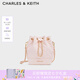 CHARLES&KEITH絎縫菱格鏈條水桶包雙肩包包女包女友生日禮物CK2-10701506 Light Pink淺粉色 M