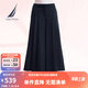 諾帝卡（NAUTICA）【商場同款】女裝25春夏新款時尚休閑打褶闊腿長褲女51PO03 藏青4NV L