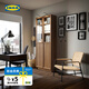 宜家（IKEA）BILLY畢利玻璃門書柜帶門落地收納客廳置物柜儲(chǔ)物柜書架 2門褐色80x30x202cm