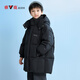 雅鹿童裝紅色兒童羽絨拜年服中長(cháng)款2-14歲男童中大童寶寶超厚冬季連帽外套 黑色 男女童同款 140