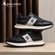 雅格獅丹（Aquascutum）輕奢男鞋2025秋季新款透氣休閑運(yùn)動(dòng)鞋防滑真皮小白鞋 黑色 39 -適合運(yùn)動(dòng)鞋40碼