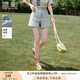 香影【王楚然明星同款】淺色高腰牛仔短褲女夏純棉水洗丹寧風(fēng)卷邊褲子 牛仔藍(lán) M 160/84A/95-110斤