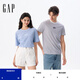 Gap男女裝2025夏季新款logo條紋純棉短袖T恤常規(guī)上衣美版 藏藍(lán)色條紋 768022 M 美碼 L亞洲碼180/96A