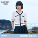 歌莉婭小香風(fēng)套裝時(shí)尚微胖夏氣質(zhì)針織上衣黑色半身裙兩件套1B2CAA30A 00B黑色 M