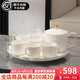 言則中式骨瓷可旋轉(zhuǎn)水具套裝客廳輕奢高檔茶壺茶杯整套禮盒杯具套裝 【骨瓷】無暇水具套裝—木質(zhì)禮盒