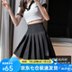 蘿美醬百褶裙女夏季短裙jk制服小裙子學院風高腰春秋a字半身裙小個子 黑色加長款（抗皺西裝面料） M 【建議95-105斤】