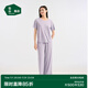 松山棉店二合一小薄荷羅紋家居服套裝半袖顯瘦2件套睡衣透氣25春夏新品 短袖套裝-女士-淺紫 XL （女士170，男士180）