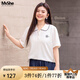MsShe【珠地棉刺繡針織polo衫短袖T恤】大碼女裝2025夏裝胖mm上衣 T恤-米白色現(xiàn)貨 6XL
