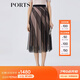 PORTS寶姿春夏新款女裝時(shí)尚印花半身裙百褶裙LM8S065KCP002 黑色 M (6)