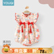 優(yōu)奇滿月嬰兒衣服女寶寶連體衣夏裝中國(guó)風(fēng)公主包屁衣百日宴一周歲禮服 國(guó)色天香 66cm