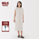 無(wú)印良品（MUJI）女式 雙股天竺編織法國(guó)袖連衣裙 女裝裙子連身裙長(zhǎng)裙夏季BB2S4A5S 白色 S （155/80A）