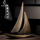 春錦秋鯉辦公室桌面黃銅一帆風(fēng)順家居客廳電視柜玄關(guān)裝飾輕奢帆船擺件 青古拉絲《揚(yáng)帆起航》大號(hào)