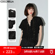 COCOBELLA靜奢風(fēng)提花織金波點(diǎn)人絲襯衫女飄帶領(lǐng)襯衣SR3027-2 黑金波點(diǎn) L
