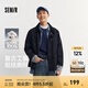 森馬（Semir）經(jīng)典巴恩風(fēng)工裝外套男復(fù)古拼接燈芯絨翻領(lǐng)夾克秋季情侶裝寬松上衣 黑色90001 L