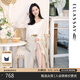 歌力思（ELLASSAY）【博主同款】25春夏新款微魚尾優(yōu)雅法式腰帶半身裙女EWB362Q00800 淺卡其 XS