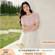 香影超好看短袖針織衫女2025夏裝新款圓領(lǐng)正肩釘珠小香風(fēng)粉色上衣 粉紅 L 165/88A/110-125斤