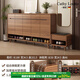 CATHYLOUTTE德國品牌實木框架家用鞋柜換鞋凳入戶大容量一體組合玄關(guān)靠墻鞋架 胡桃色1.8米五門五抽+換鞋凳