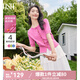 歐莎（OSA）糖果多色紐扣針織衫女薄款夏天2025高檔品牌洋氣短袖上衣七夕 玫紅色 L