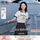 香影短袖t恤女2025夏季新款字母印花正肩學(xué)院黑白撞色POLO衫上衣 米白 T恤 S