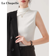 拉夏貝爾半高領(lǐng)無(wú)袖背心女2025新款棉內搭打底衫無(wú)袖T恤百搭上衣 白色 2XL