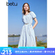 百圖betu女裝2025夏季新款連衣裙浪漫海鹽藍燈籠袖腰帶裙子女2503T92 淺蘭 M