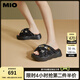MIO【樂(lè)夢(mèng)之旅】米奧夏季高跟拖鞋鉆飾波浪毛毛拖一字拖女 黑/白色 38