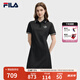FILA 斐樂官方女裝針織連衣裙2025秋季新款時(shí)尚休閑防曬涼感POLO裙 正黑色-BK XL 175/92A/XL