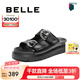 百麗（Belle）時(shí)尚勃肯鞋女商場同可調(diào)節(jié)水鉆扣涼拖A9F1DBT4 黑色 37 (235mm)
