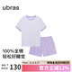 ubras水果系列套頭短袖短褲家居服套裝情侶女士睡衣女款-龍晴紫 L